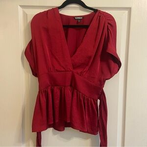 Express Women's Deep Red Peplum Blouse